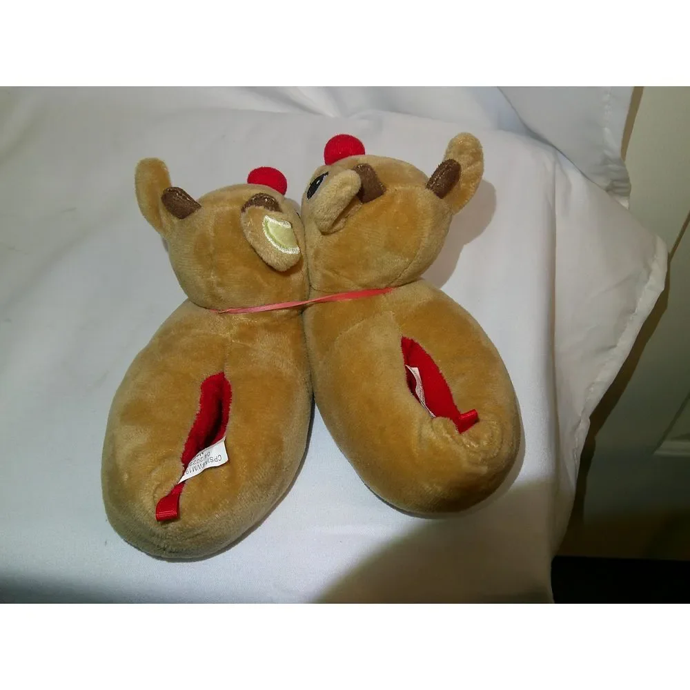Rudolph the Red-Nosed Reindeer Plush Holiday Slippers Cozy Christmas House Shoes